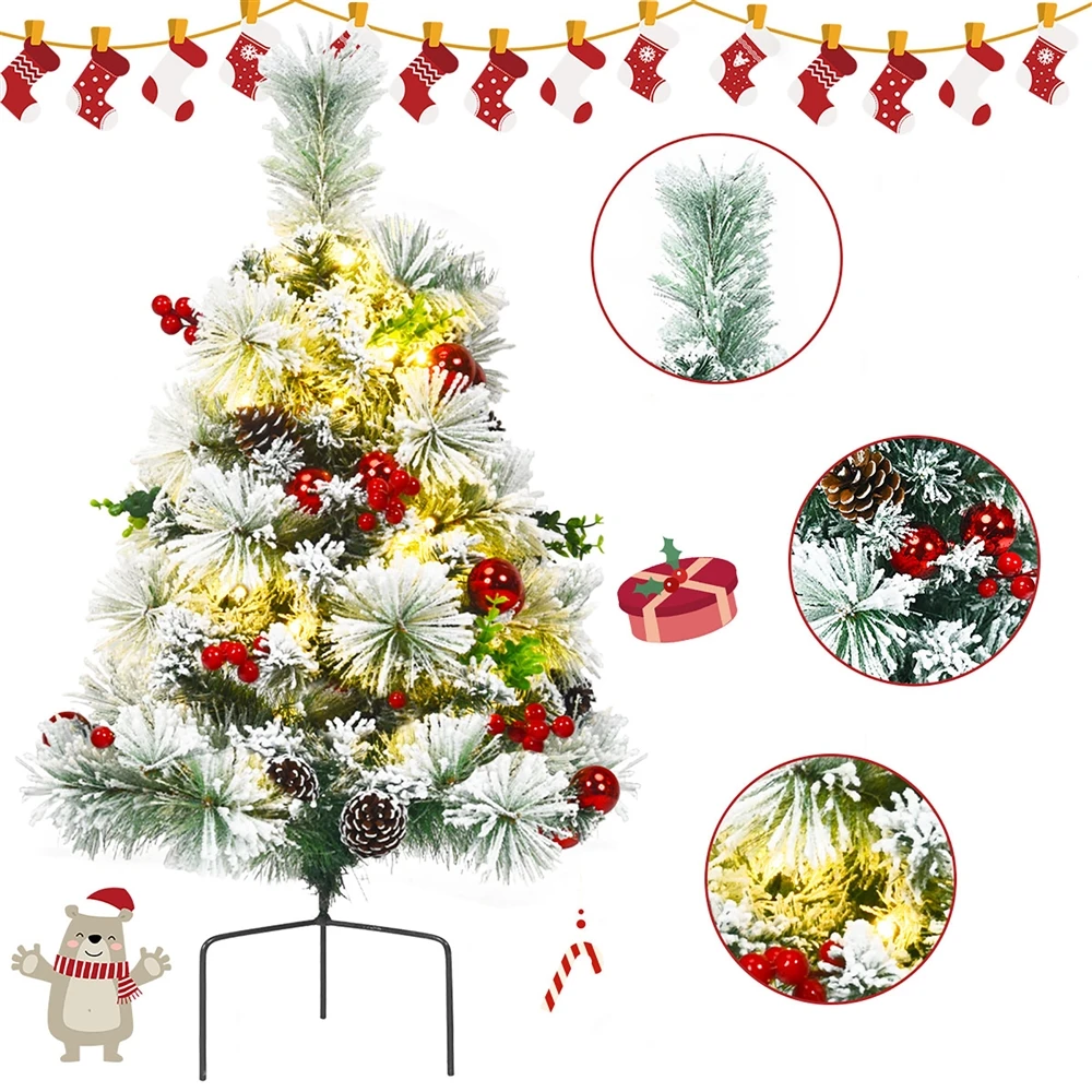 Costway 24-in Battery Powered Pre-Lit Pathway Flocked Christmas Trees Outdoor - Set Of 2 5 Costway 24-in Battery Powered Pre-Lit Pathway Flocked Christmas Trees Outdoor - Set Of 2 - Image 3