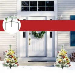 Costway 24-in Battery Powered Pre-Lit Pathway Flocked Christmas Trees Outdoor - Set Of 2 11 Costway 24-in Battery Powered Pre-Lit Pathway Flocked Christmas Trees Outdoor - Set Of 2 -Northlight Sales Store 331065218 AlternateImage4