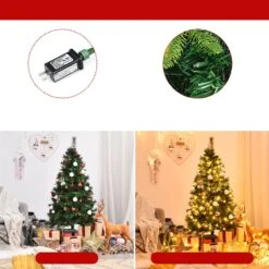 Costway 5-ft Pre-Lit Hinged PE Artificial Christmas Tree With 150 LED Lights And Pine Cones -Northlight Sales Store 331065222 AlternateImage4