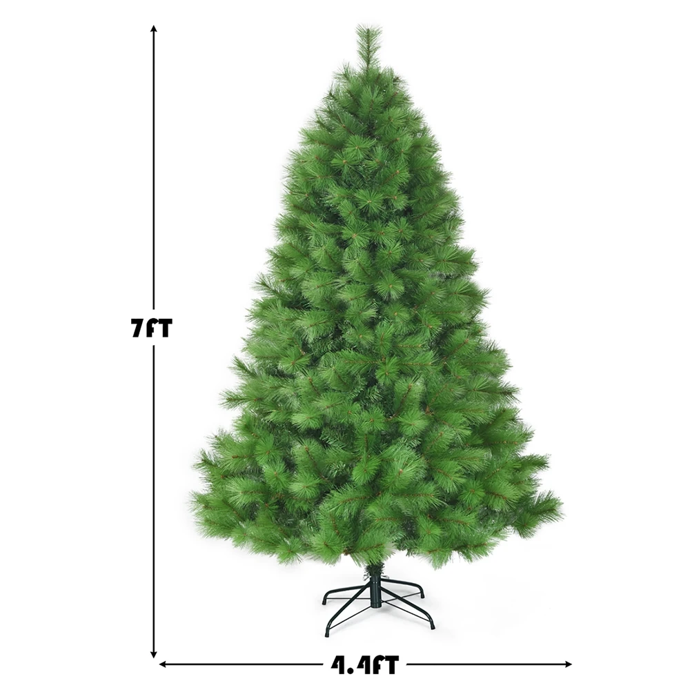 Costway 7 -ft Hinged Artificial Christmas Tree Holiday Decoration With Foldable Metal Stand 4 Costway 7 -ft Hinged Artificial Christmas Tree Holiday Decoration With Foldable Metal Stand - Image 2