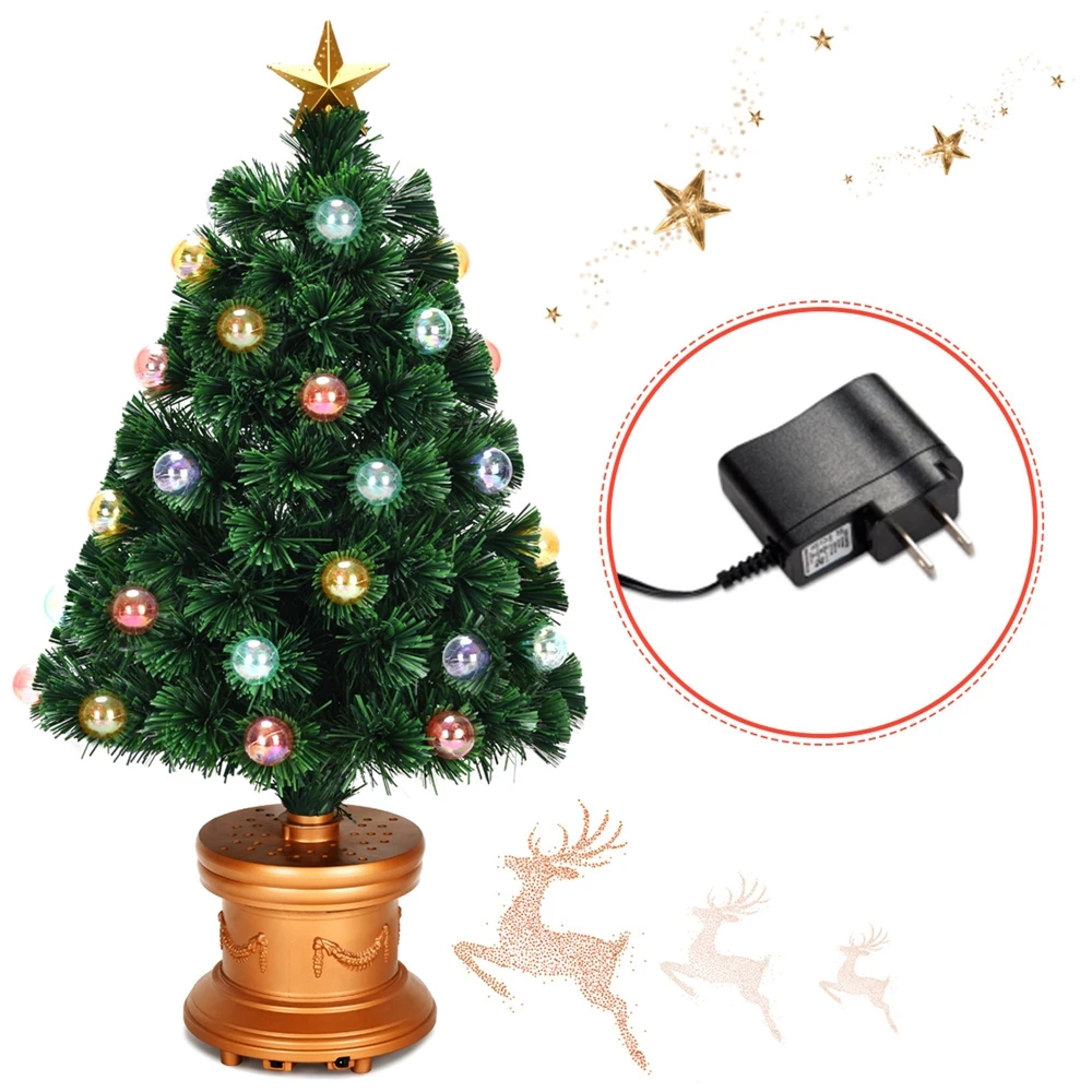 Costway 3-ft Pre-Lit Fibre Optical Firework Christmas Tree With Ornaments And Gold Top Star 6 Costway 3-ft Pre-Lit Fibre Optical Firework Christmas Tree With Ornaments And Gold Top Star - Image 4