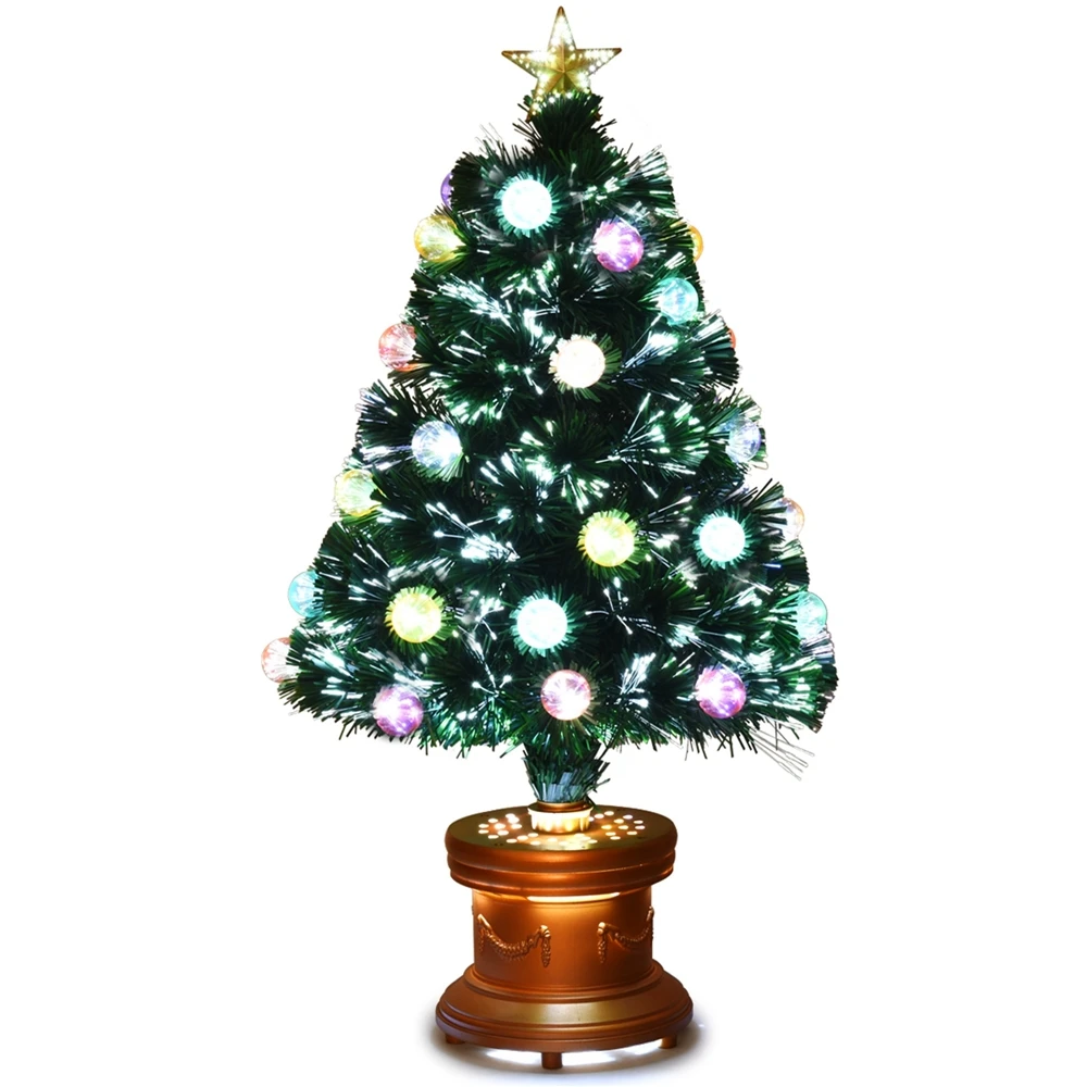 Costway 3-ft Pre-Lit Fibre Optical Firework Christmas Tree With Ornaments And Gold Top Star 7 Costway 3-ft Pre-Lit Fibre Optical Firework Christmas Tree With Ornaments And Gold Top Star - Image 5