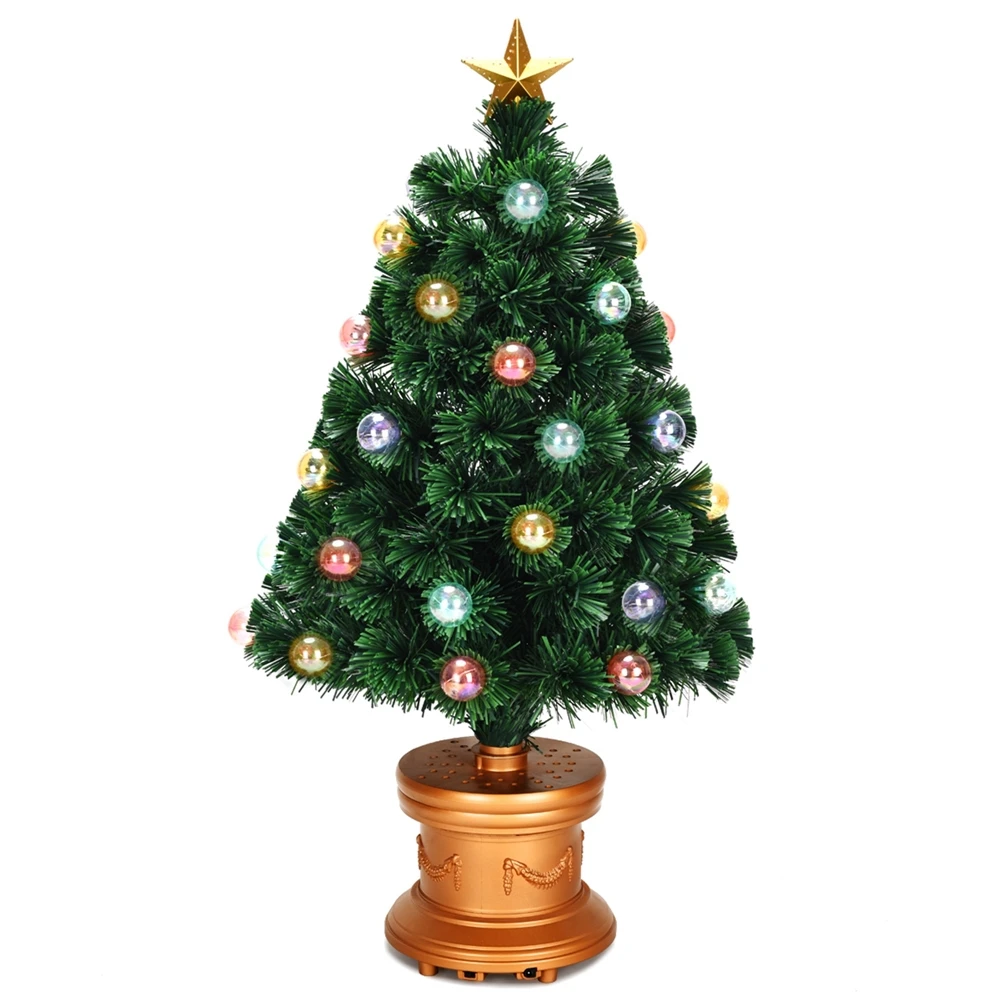 Costway 3-ft Pre-Lit Fibre Optical Firework Christmas Tree With Ornaments And Gold Top Star 3 Costway 3-ft Pre-Lit Fibre Optical Firework Christmas Tree With Ornaments And Gold Top Star