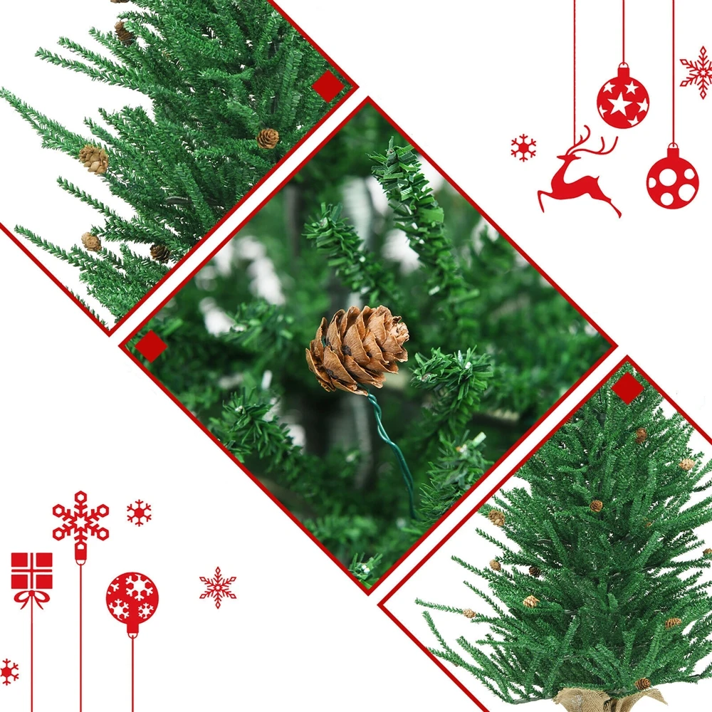 Costway 36-in Christmas Tree Artificial Unlit 30 Pine Cones Burlap Base 5 Costway 36-in Christmas Tree Artificial Unlit 30 Pine Cones Burlap Base - Image 3