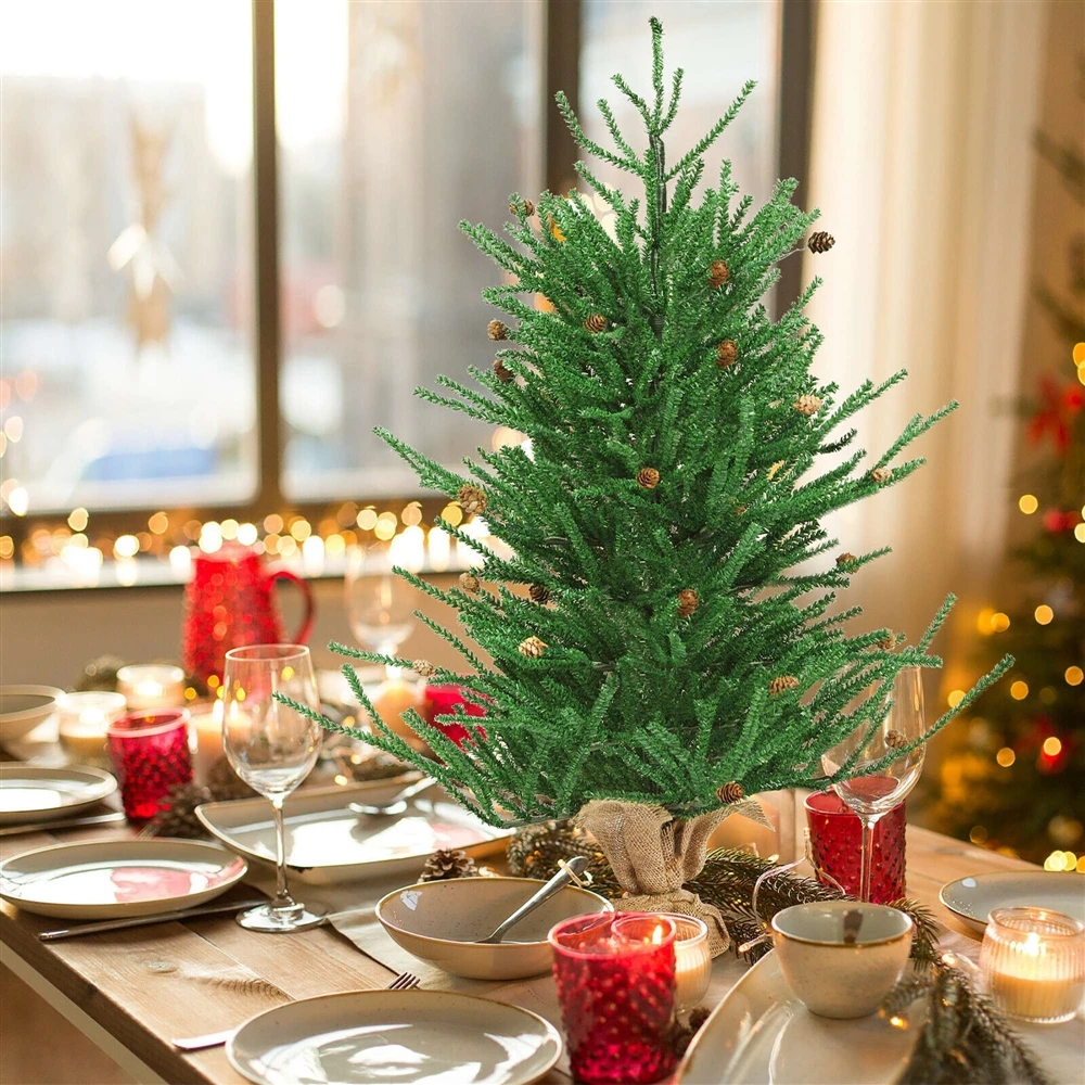 Costway 36-in Christmas Tree Artificial Unlit 30 Pine Cones Burlap Base 7 Costway 36-in Christmas Tree Artificial Unlit 30 Pine Cones Burlap Base - Image 5