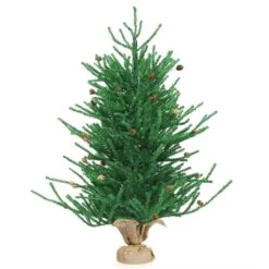Costway 36-in Christmas Tree Artificial Unlit 30 Pine Cones Burlap Base