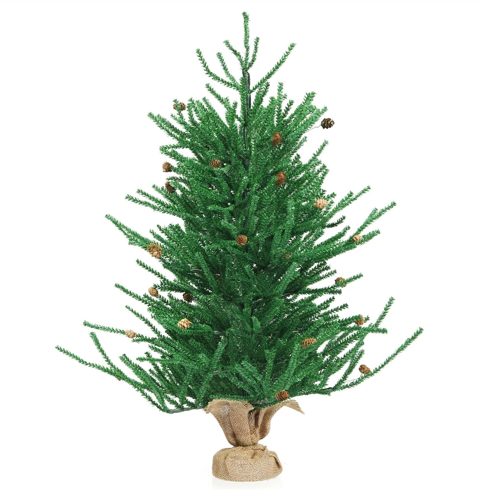 Costway 36-in Christmas Tree Artificial Unlit 30 Pine Cones Burlap Base 3 Costway 36-in Christmas Tree Artificial Unlit 30 Pine Cones Burlap Base