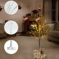Costway 4-ft Pre-Lit White Twig Birch Tree For Christmas Holiday With 48 LED Lights -Northlight Sales Store 331065249 AlternateImage4