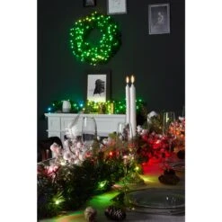 TWINKLY RGB+W 24-in Pre-Lit Indoor Electrical Outlet Green Artificial Christmas Wreath With 50 Multicolour And Warm White LED -Northlight Sales Store 331066638 AlternateImage2