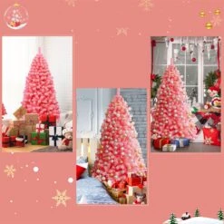 Costway 6.5-ft Full Flocked Pink Artificial Christmas Tree With Lights -Northlight Sales Store 331066775 AlternateImage3