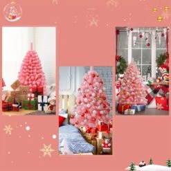 Costway 4.5-ft Full Flocked Pink Artificial Christmas Tree With Lights -Northlight Sales Store 331066778 AlternateImage4