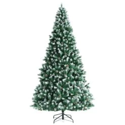 Costway 9-ft Full Flocked Green Artificial Christmas Tree With 2028 Branch Tips