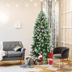 Costway 6-ft Unlit Slim Green Artificial Christmas Tree -Northlight Sales Store 331066781 AlternateImage4