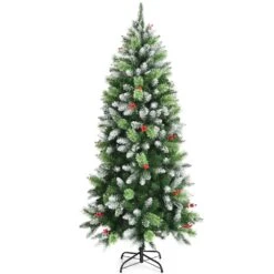 Costway 6-ft Unlit Slim Green Artificial Christmas Tree