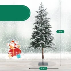 Costway 6-ft Pre-lit Flat Base Slim Flocked White Artificial Christmas Tree With 250 Warm White LED Lights -Northlight Sales Store 331066782 AlternateImage3