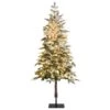 Costway 6-ft Pre-lit Flat Base Slim Flocked White Artificial Christmas Tree With 250 Warm White LED Lights -Northlight Sales Store 331066782 MainImage 001