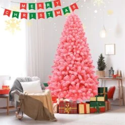 Costway 7.5-ft Full Flocked Pink Artificial Christmas Tree With Lights 11 Costway 7.5-ft Full Flocked Pink Artificial Christmas Tree With Lights -Northlight Sales Store 331066785 AlternateImage4