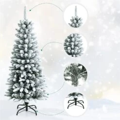 Costway 4.5-ft Slim Flocked White Artificial Christmas Tree With 373 Tips -Northlight Sales Store 331066787 AlternateImage2