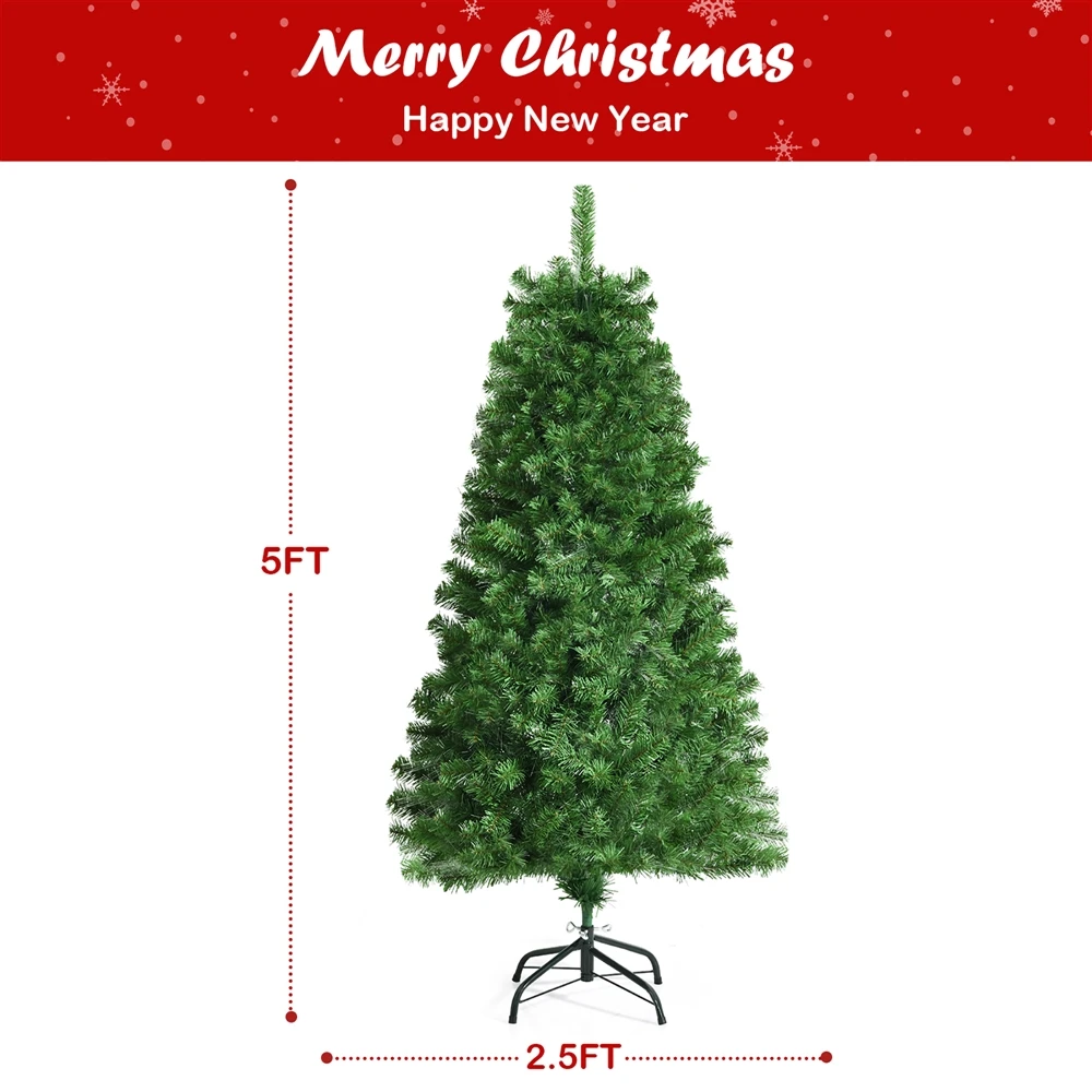 Costway 5-ft Pre-lit Full Green Artificial Christmas Tree With 449 Branch Tips 4 Costway 5-ft Pre-lit Full Green Artificial Christmas Tree With 449 Branch Tips - Image 2