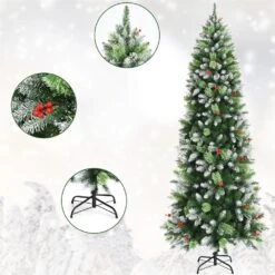 Costway 7.5-ft Unlit Slim Green Artificial Christmas Tree -Northlight Sales Store 331066791 AlternateImage2