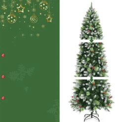 Costway 7.5-ft Unlit Slim Green Artificial Christmas Tree -Northlight Sales Store 331066791 AlternateImage3