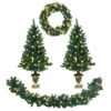 Costway 4-ft Pre-lit Flat Base Full Green Artificial Christmas Tree With 200 White LED Lights