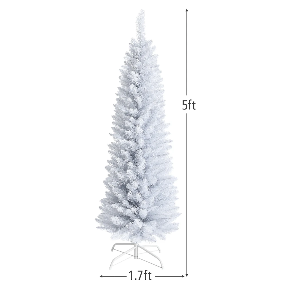Costway 5-ft Unlit Slim White Artificial Christmas Tree 4 Costway 5-ft Unlit Slim White Artificial Christmas Tree - Image 2