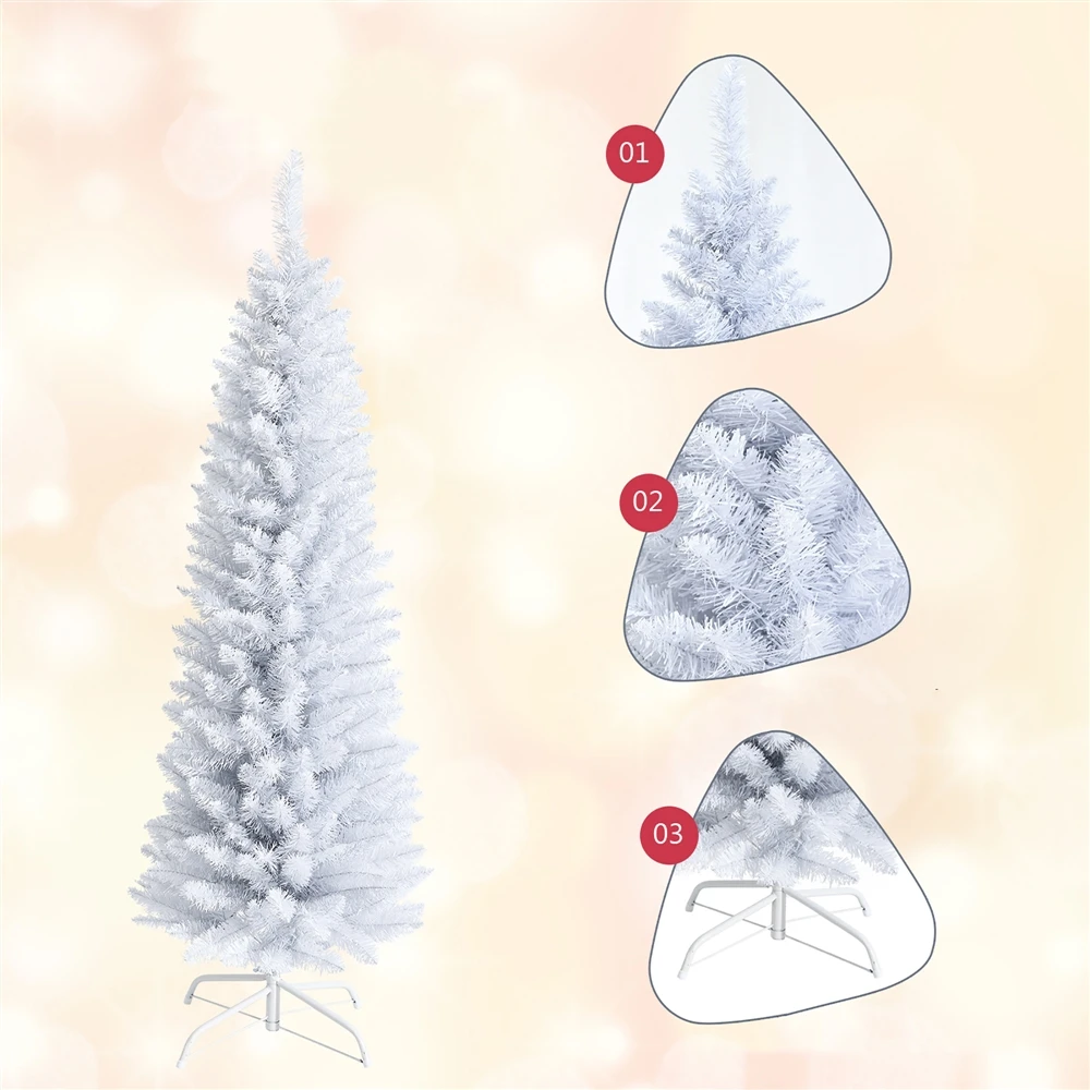 Costway 5-ft Unlit Slim White Artificial Christmas Tree 5 Costway 5-ft Unlit Slim White Artificial Christmas Tree - Image 3