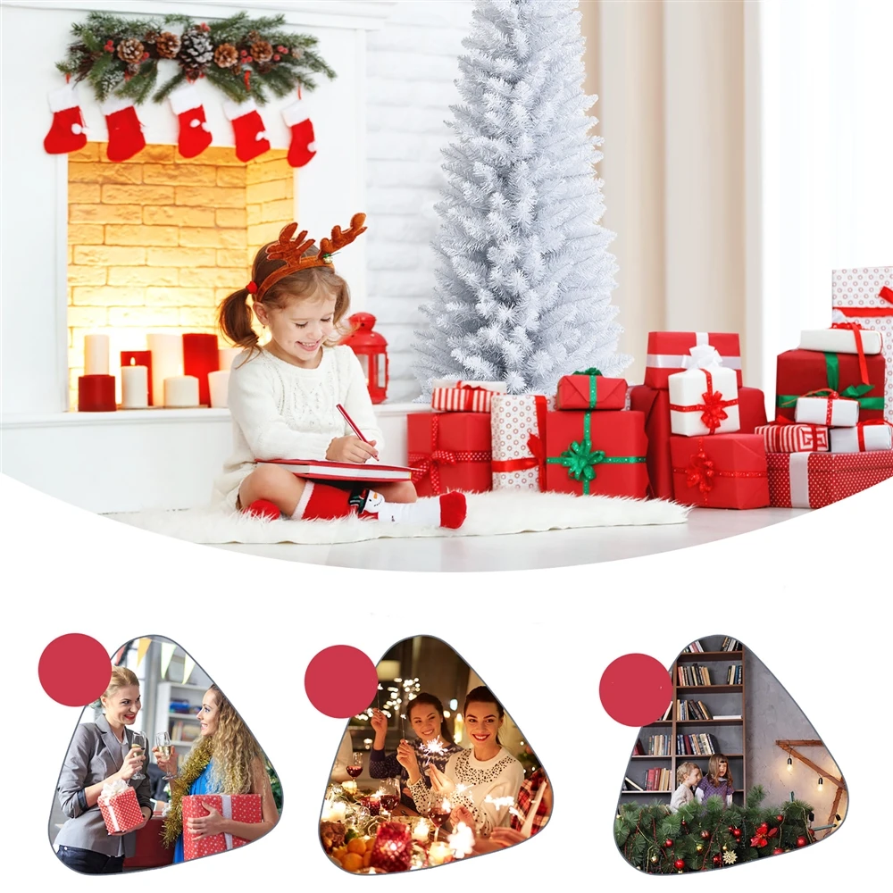 Costway 5-ft Unlit Slim White Artificial Christmas Tree 7 Costway 5-ft Unlit Slim White Artificial Christmas Tree - Image 5