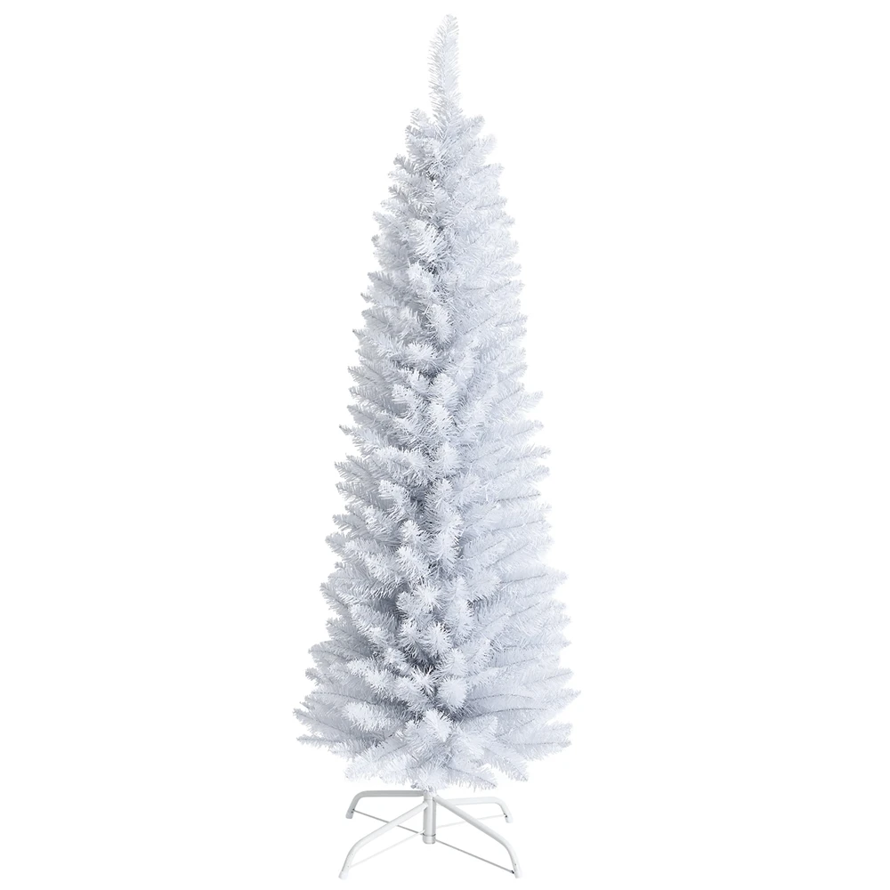 Costway 5-ft Unlit Slim White Artificial Christmas Tree 3 Costway 5-ft Unlit Slim White Artificial Christmas Tree