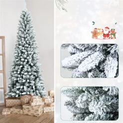 Costway 7.5-ft Slim Flocked White Artificial Christmas Tree With 1189 Tips -Northlight Sales Store 331066796 AlternateImage3