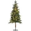 Costway 6-ft Pre-lit Flat Base Slim Green Artificial Christmas Tree With 250 Warm White LED Lights