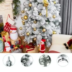 Costway 6-ft Full Flocked White Artificial Christmas Tree With Lights -Northlight Sales Store 331066798 AlternateImage3