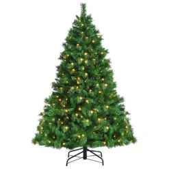 Costway 6-ft Pre-lit Full Green Artificial Christmas Tree With 350 White LED Lights