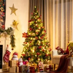 Costway 6-ft Pre-lit Full Green Artificial Christmas Tree With 250 Warm White LED Lights -Northlight Sales Store 331066800 AlternateImage4