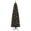 Costway 7-ft Pre-lit Slim Black Artificial Christmas Tree With 350 Warm White LED Lights