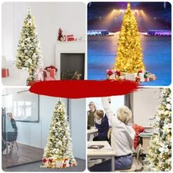 Costway 7-ft Pre-lit Full Flocked White Artificial Christmas Tree With 350 Warm White LED Lights -Northlight Sales Store 331066803 AlternateImage2