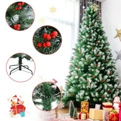 Costway 8-ft Full Flocked Green Artificial Christmas Tree With Warm White Lights -Northlight Sales Store 331066804 AlternateImage2