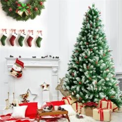 Costway 8-ft Full Flocked Green Artificial Christmas Tree With Warm White Lights -Northlight Sales Store 331066804 AlternateImage4