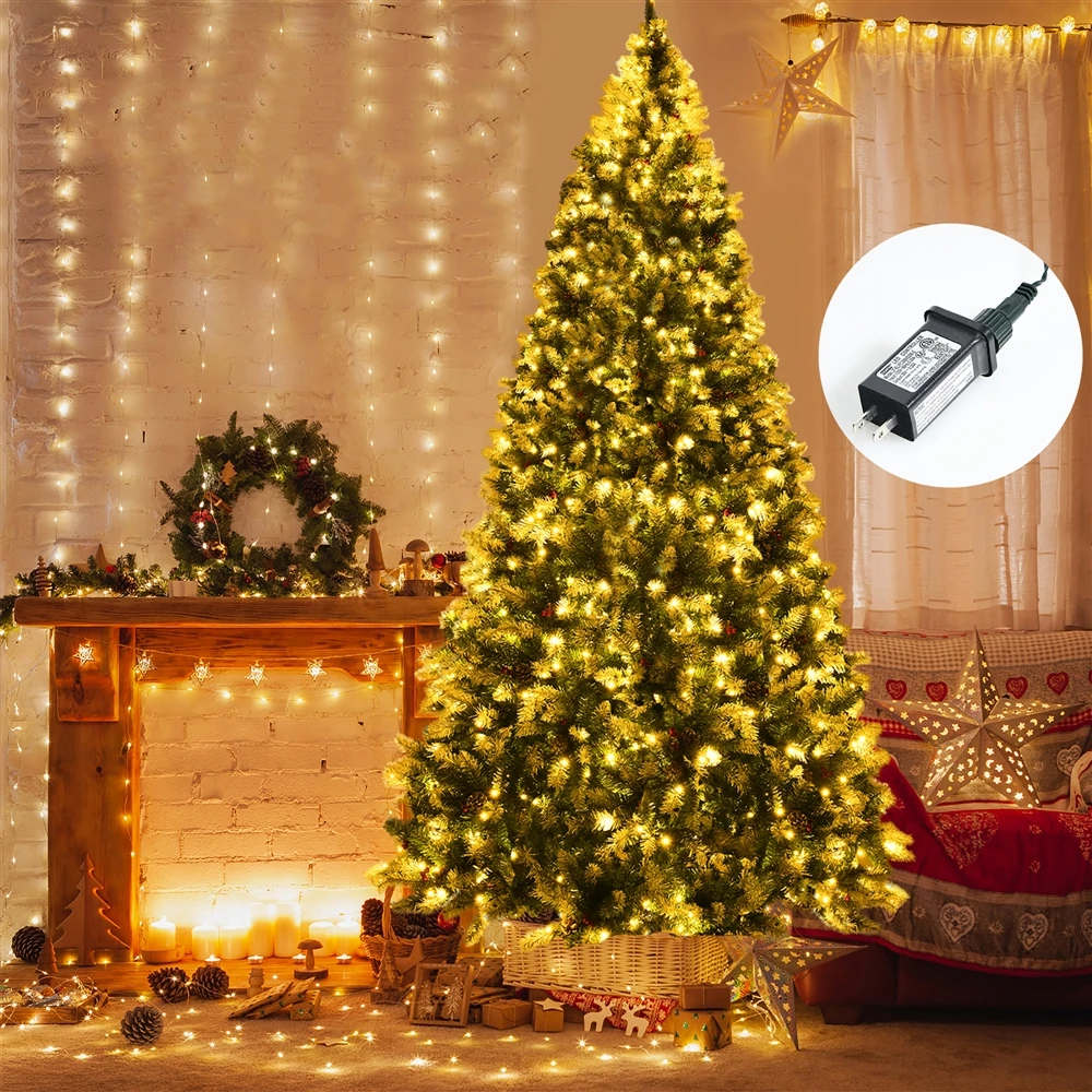 Costway 9-ft Pre-lit Full Flocked Green Artificial Christmas Tree With 900 Warm White LED Lights And 2058 Tips 5 Costway 9-ft Pre-lit Full Flocked Green Artificial Christmas Tree With 900 Warm White LED Lights And 2058 Tips - Image 3