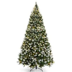 Costway 9-ft Pre-lit Full Flocked Green Artificial Christmas Tree With 900 Warm White LED Lights And 2058 Tips