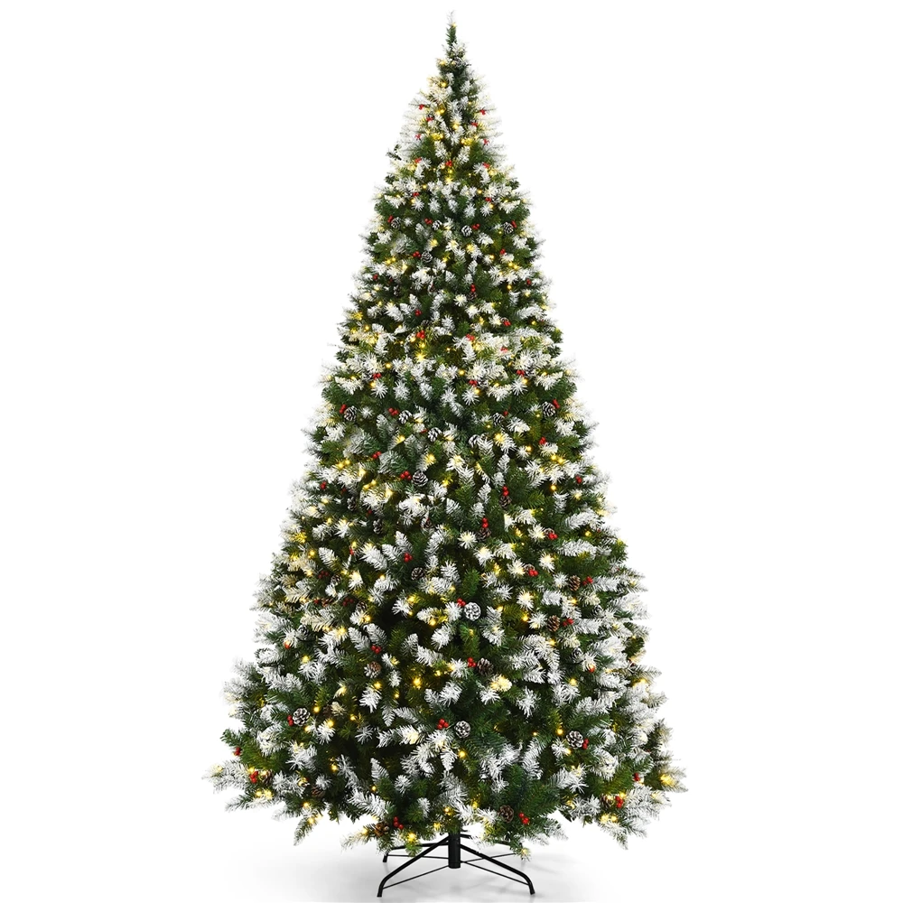 Costway 9-ft Pre-lit Full Flocked Green Artificial Christmas Tree With 900 Warm White LED Lights And 2058 Tips 3 Costway 9-ft Pre-lit Full Flocked Green Artificial Christmas Tree With 900 Warm White LED Lights And 2058 Tips