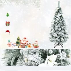 Costway 5-ft Pre-lit Full Flocked White Artificial Christmas Tree With 180 Warm White LED Lights 9 Costway 5-ft Pre-lit Full Flocked White Artificial Christmas Tree With 180 Warm White LED Lights -Northlight Sales Store 331066808 AlternateImage2
