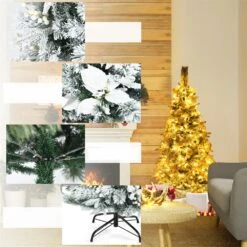 Costway 5-ft Pre-lit Full Flocked White Artificial Christmas Tree With 180 Warm White LED Lights 10 Costway 5-ft Pre-lit Full Flocked White Artificial Christmas Tree With 180 Warm White LED Lights -Northlight Sales Store 331066808 AlternateImage3