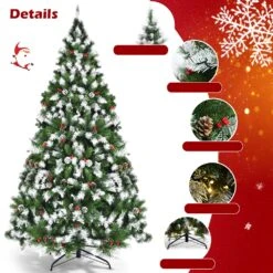Costway 6-ft Pre-lit Full Flocked Green Artificial Christmas Tree With 250 Warm White LED Lights And 818 Tips 9 Costway 6-ft Pre-lit Full Flocked Green Artificial Christmas Tree With 250 Warm White LED Lights And 818 Tips -Northlight Sales Store 331066809 AlternateImage2
