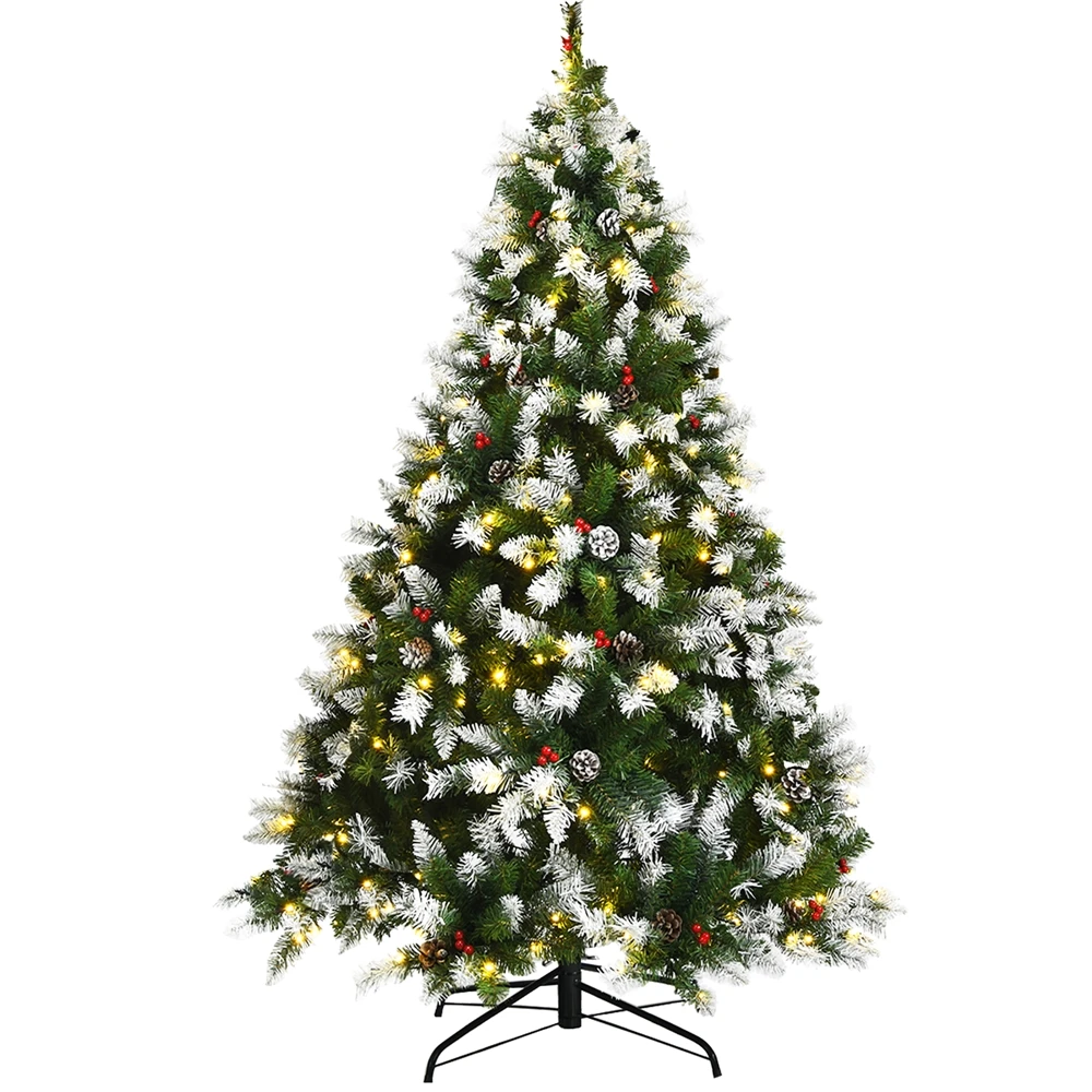 Costway 6-ft Pre-lit Full Flocked Green Artificial Christmas Tree With 250 Warm White LED Lights And 818 Tips 3 Costway 6-ft Pre-lit Full Flocked Green Artificial Christmas Tree With 250 Warm White LED Lights And 818 Tips