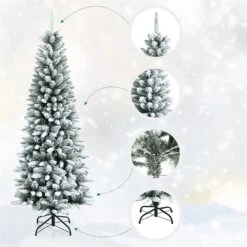 Costway 6.5-ft Slim Flocked White Artificial Christmas Tree With 829 Tips -Northlight Sales Store 331066810 AlternateImage2