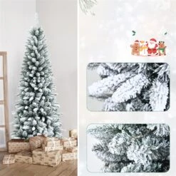 Costway 6.5-ft Slim Flocked White Artificial Christmas Tree With 829 Tips -Northlight Sales Store 331066810 AlternateImage3