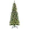 Costway 6-ft Pre-lit Slim Flocked Green Artificial Christmas Tree With 300 Warm White LED Lights -Northlight Sales Store 331066811 MainImage 001