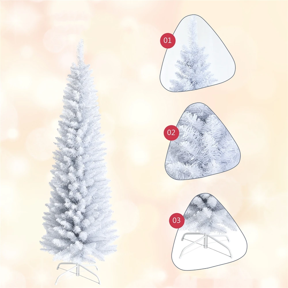 Costway 6-ft Unlit Slim White Artificial Christmas Tree 5 Costway 6-ft Unlit Slim White Artificial Christmas Tree - Image 3